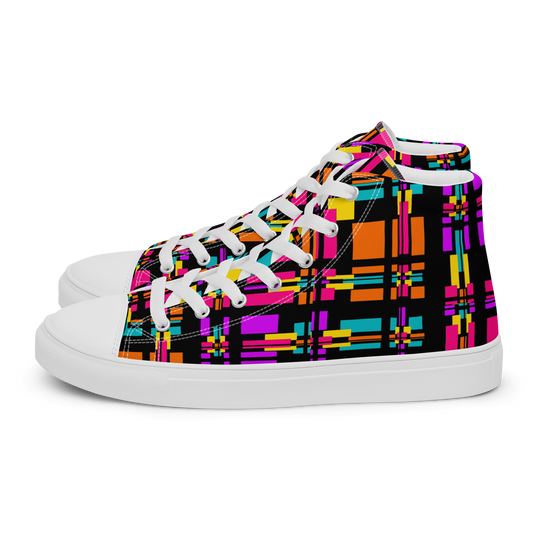 Men’s high top canvas shoes (Rainbow Plaid)