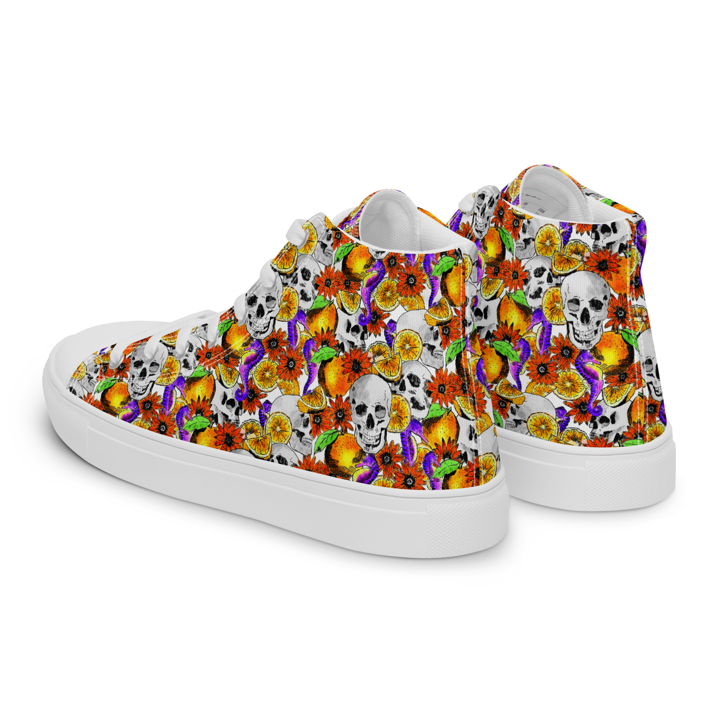 Men’s high top canvas shoes (Skulls & Oranges)