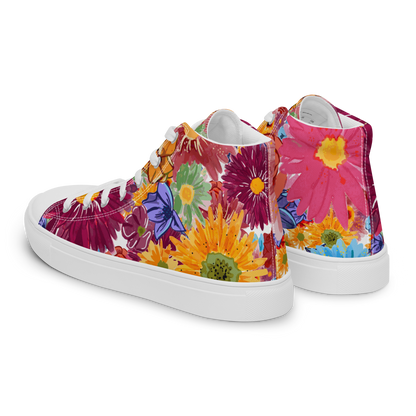 Men’s high top canvas shoes (Watercolor Flowers)