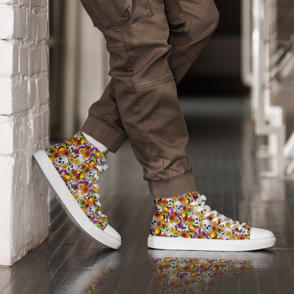 Men’s high top canvas shoes (Skulls & Oranges)