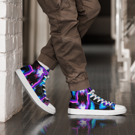 Men’s high top canvas shoes (Neon Purple & Blue)