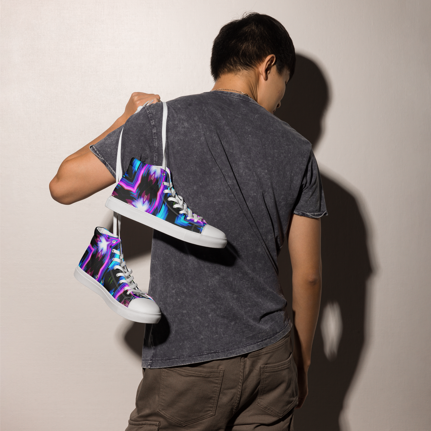 Men’s high top canvas shoes (Neon Purple & Blue)