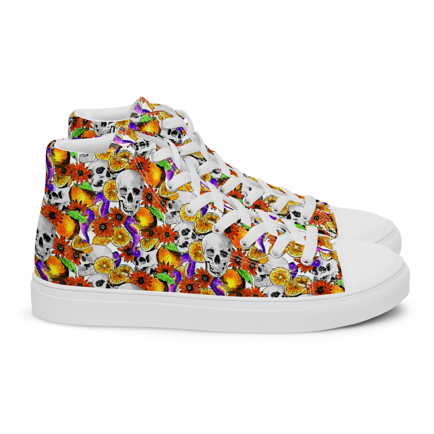 Men’s high top canvas shoes (Skulls & Oranges)