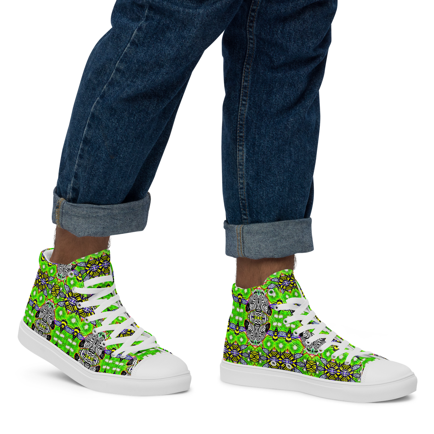 Men’s high top canvas shoes (Zebra)