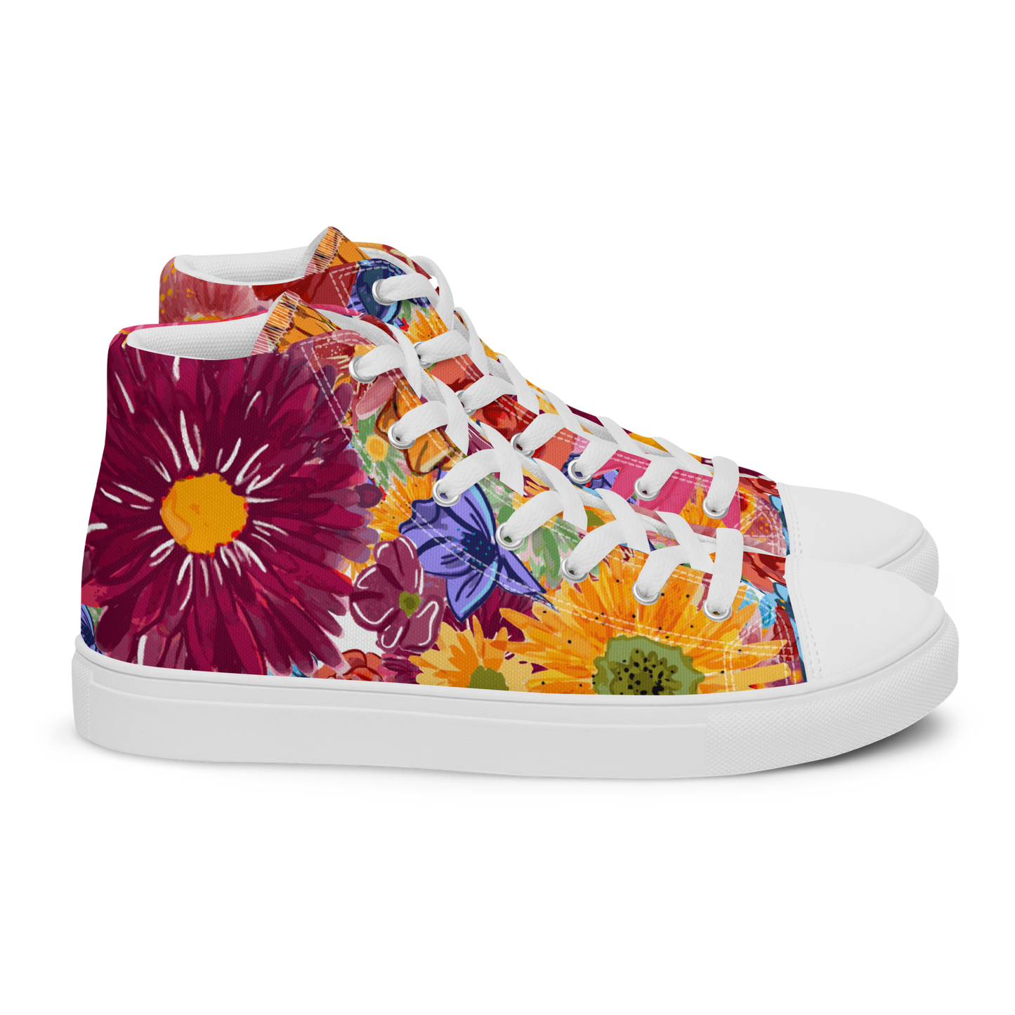 Men’s high top canvas shoes (Watercolor Flowers)