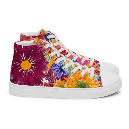 Men’s high top canvas shoes (Watercolor Flowers)