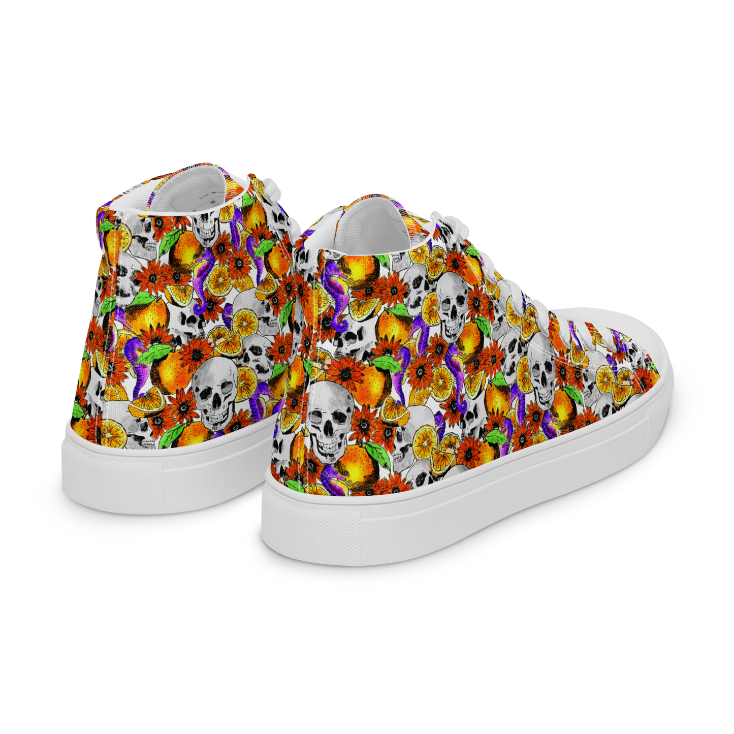 Men’s high top canvas shoes (Skulls & Oranges)