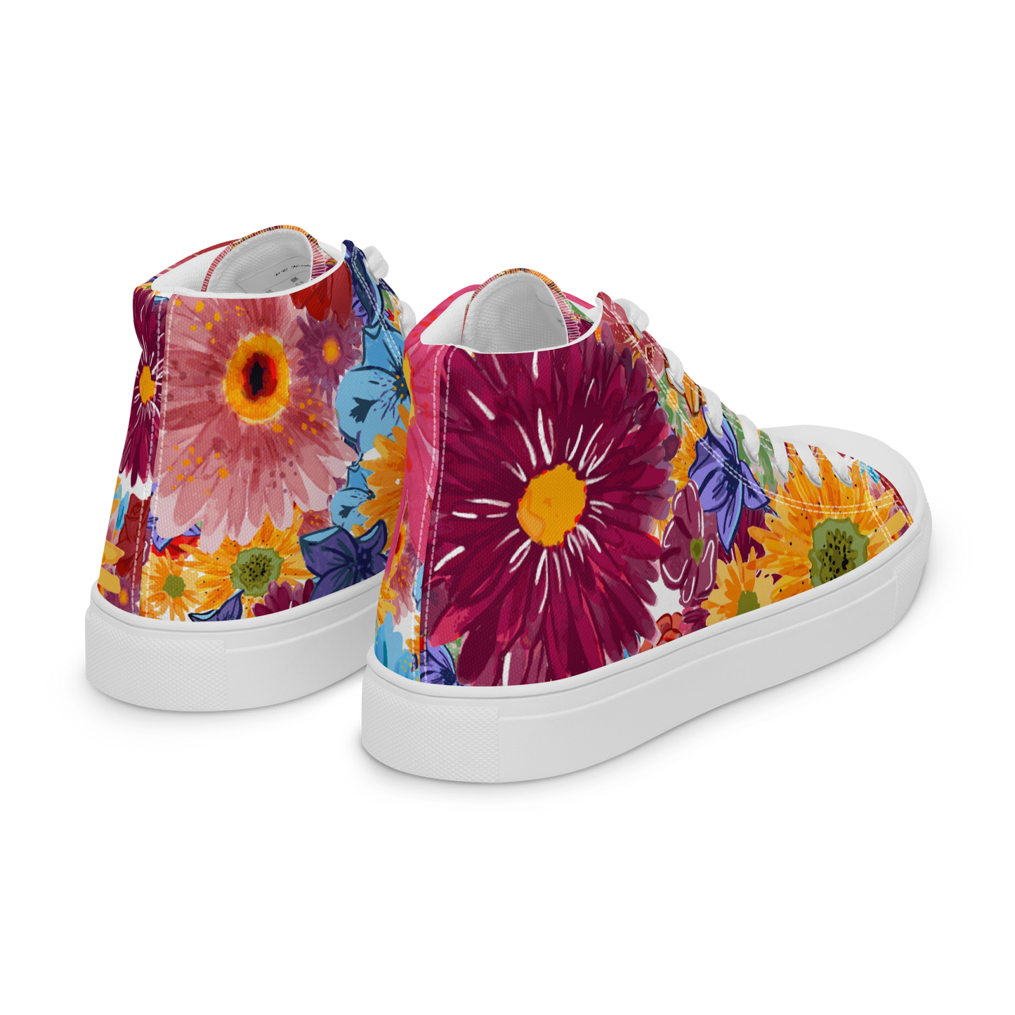 Men’s high top canvas shoes (Watercolor Flowers)