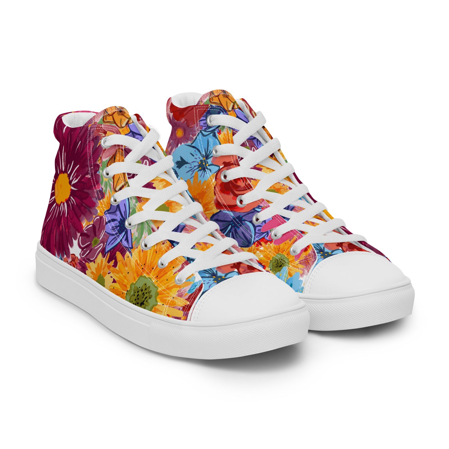 Men’s high top canvas shoes (Watercolor Flowers)