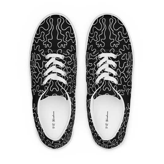 Men’s lace-up canvas shoes (Black & White Squiggle)