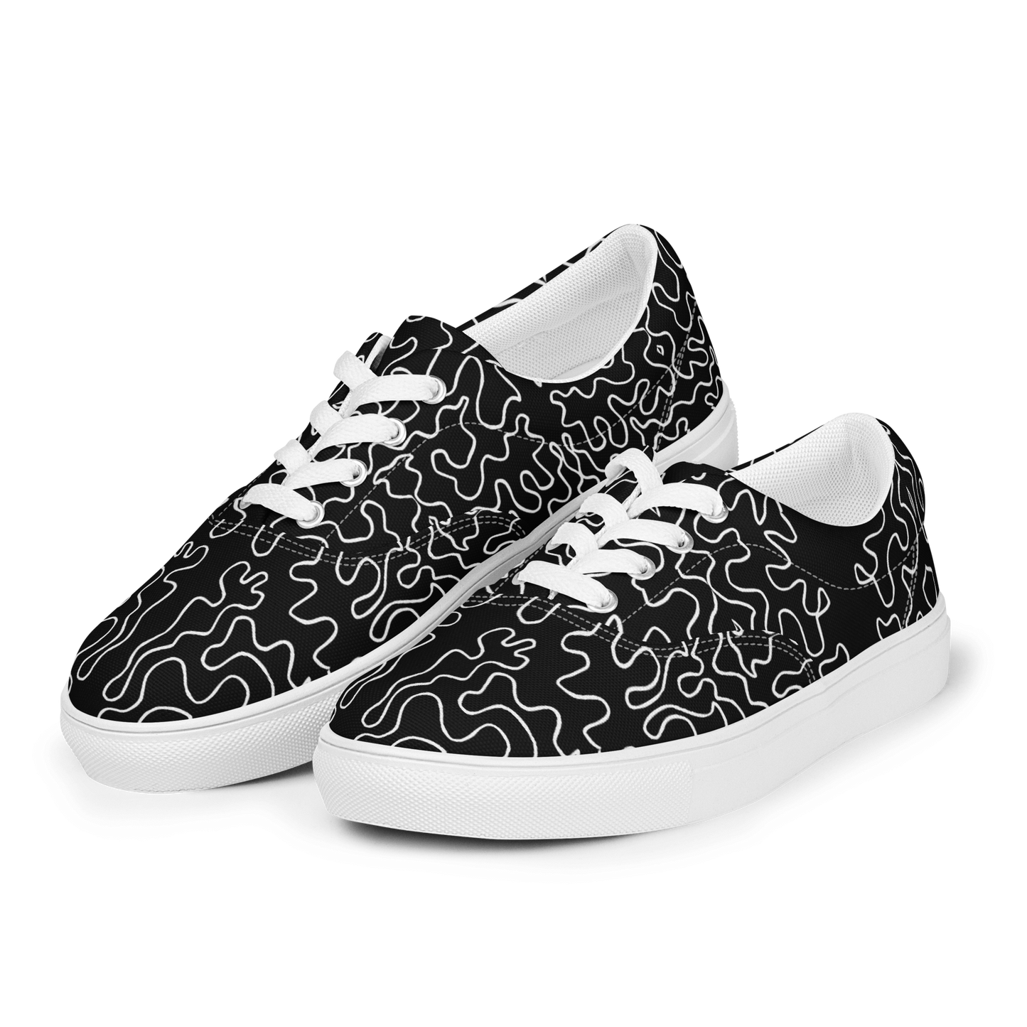 Men’s lace-up canvas shoes (Black & White Squiggle)