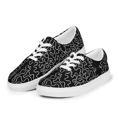 Men’s lace-up canvas shoes (Black & White Squiggle)