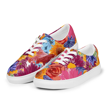 Men’s lace-up canvas shoes (Watercolor Flowers)