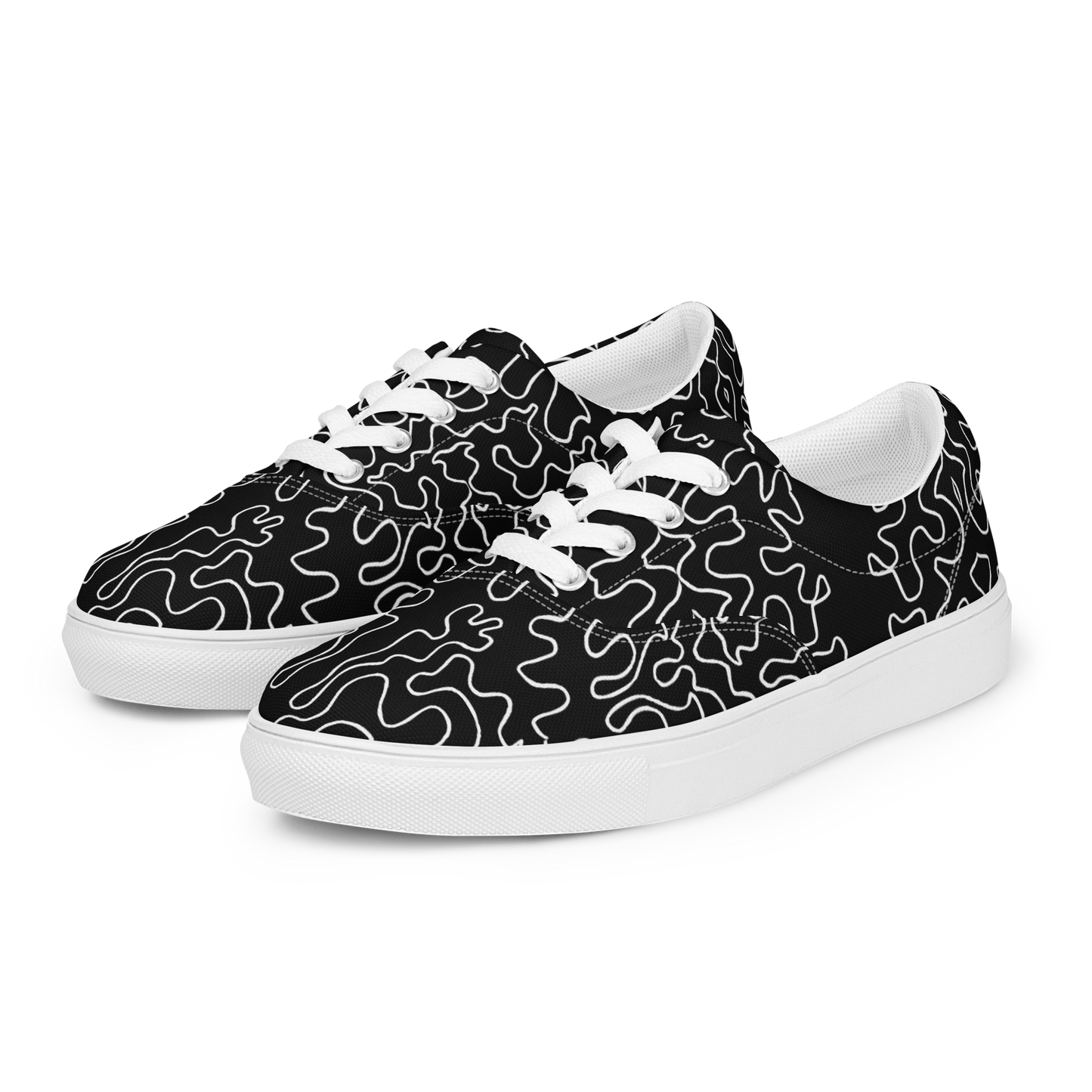 Men’s lace-up canvas shoes (Black & White Squiggle)