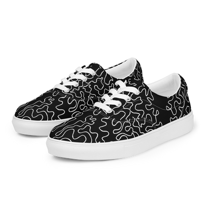 Men’s lace-up canvas shoes (Black & White Squiggle)