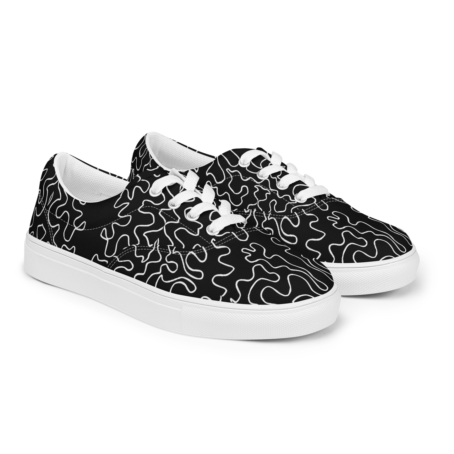 Men’s lace-up canvas shoes (Black & White Squiggle)