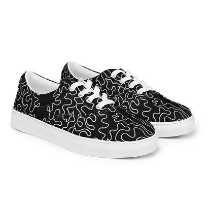 Men’s lace-up canvas shoes (Black & White Squiggle)