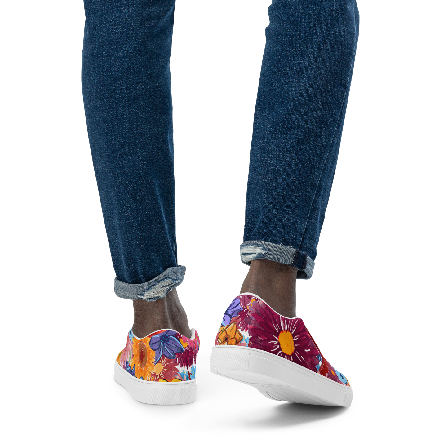 Men’s slip-on canvas shoes (Watercolor Flowers)