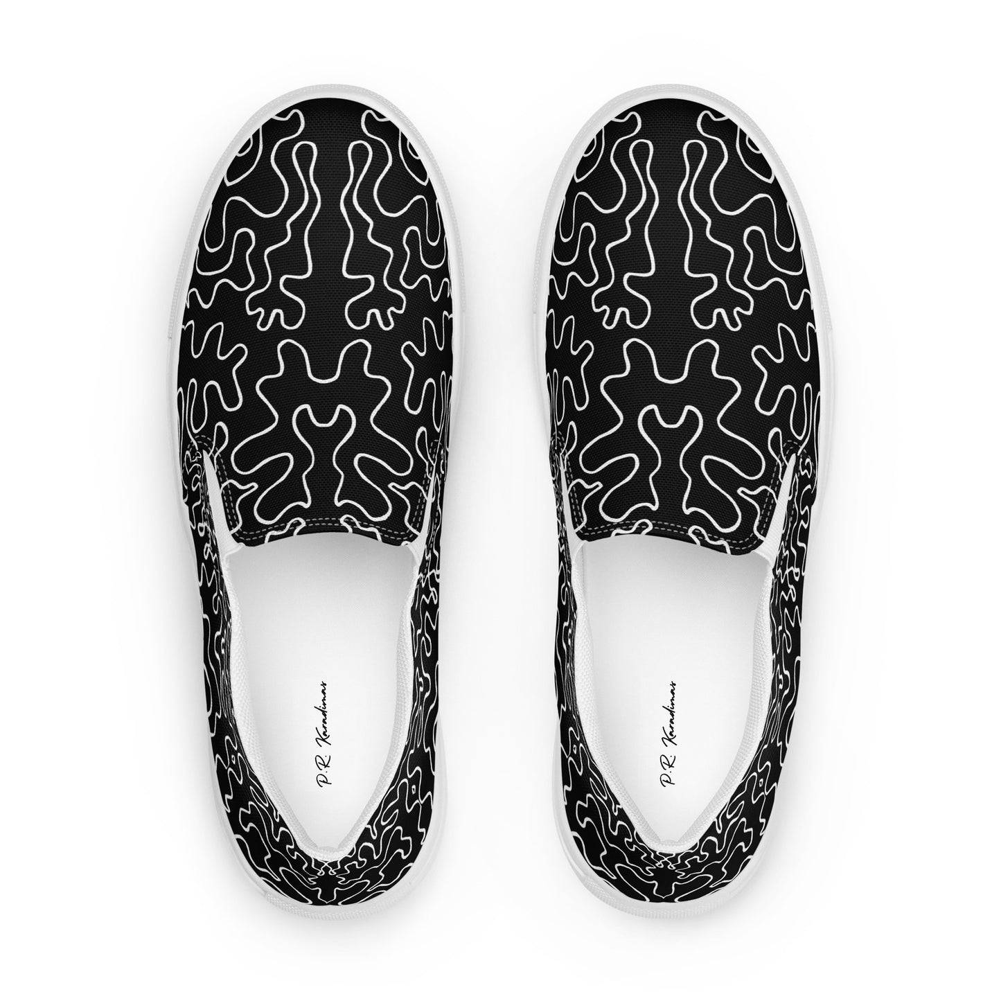 Men’s slip-on canvas shoes (Black & White Squiggle)