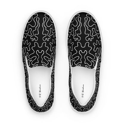 Men’s slip-on canvas shoes (Black & White Squiggle)