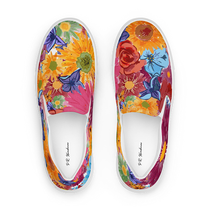 Men’s slip-on canvas shoes (Watercolor Flowers)