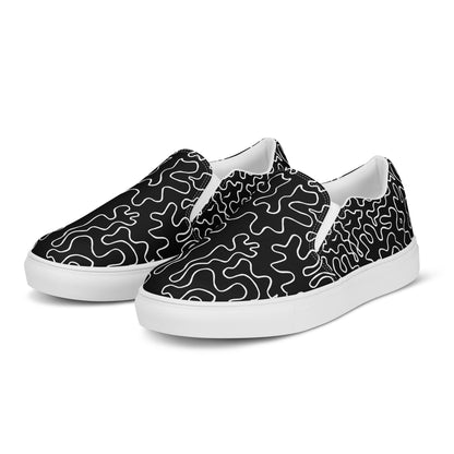 Men’s slip-on canvas shoes (Black & White Squiggle)