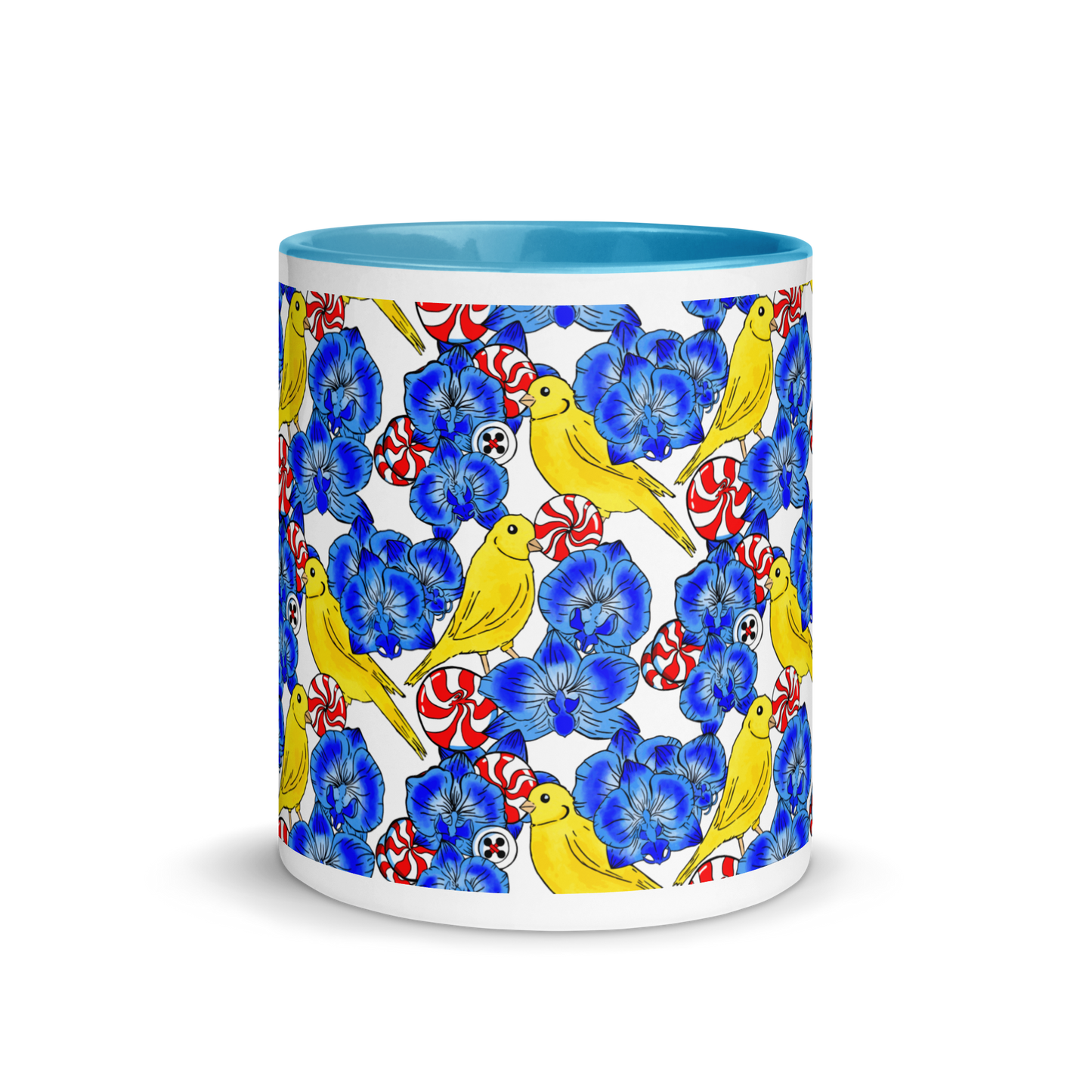 Mug with Color Inside (Canaries & Orchids)