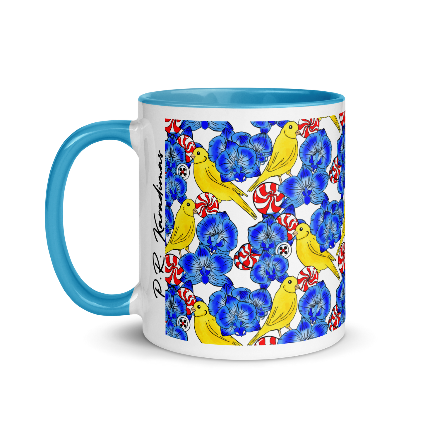 Mug with Color Inside (Canaries & Orchids)