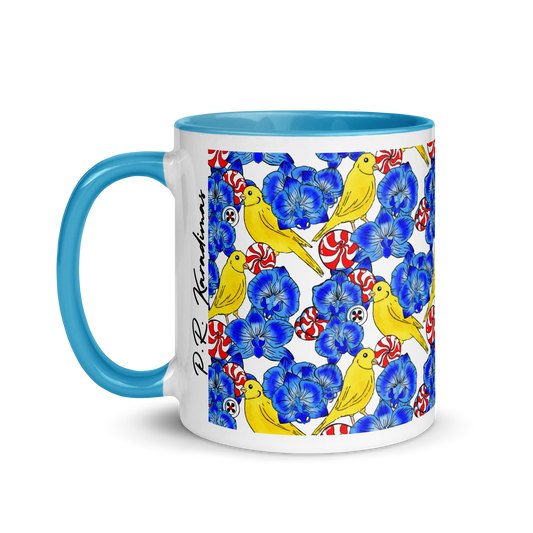 Mug with Color Inside (Canaries & Orchids)