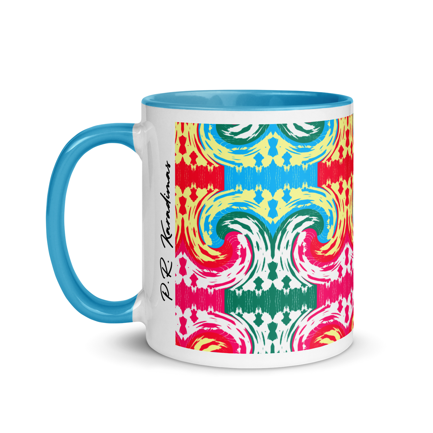 Mug with Color Inside (Pink Waves)