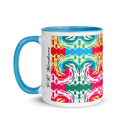 Mug with Color Inside (Pink Waves)