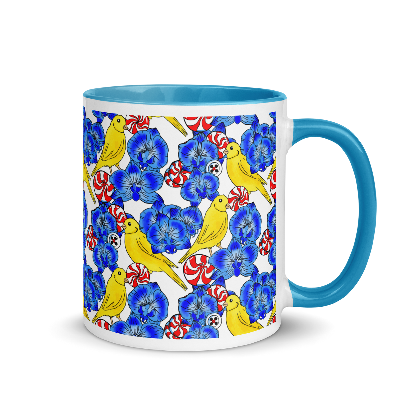 Mug with Color Inside (Canaries & Orchids)