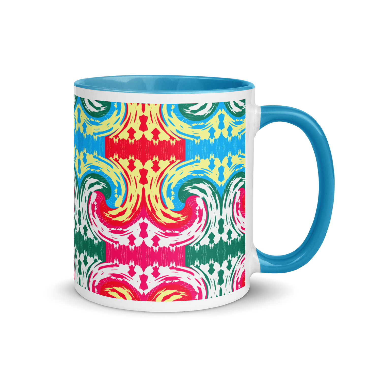 Mug with Color Inside (Pink Waves)