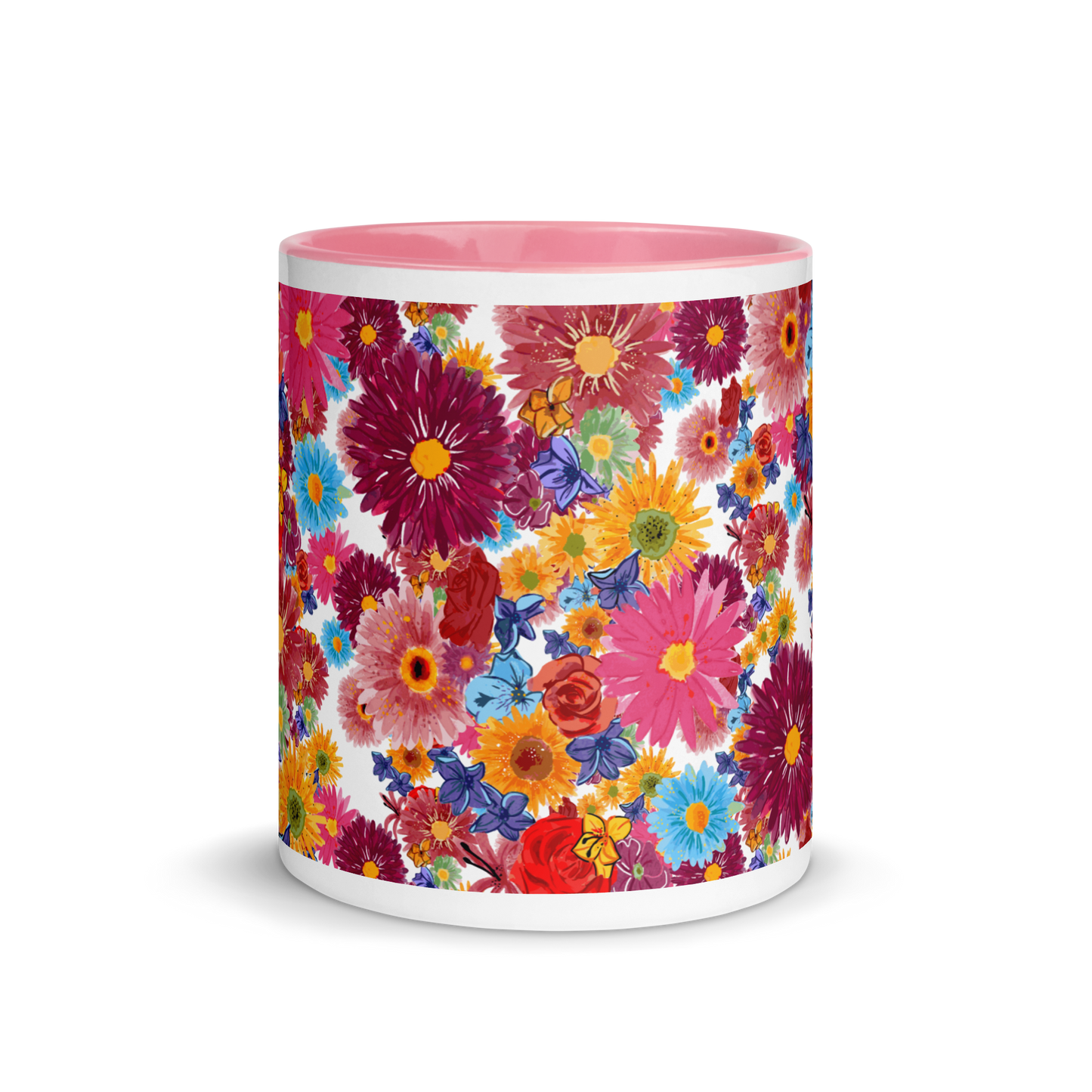 Mug with Color Inside (Watercolor Flowers)