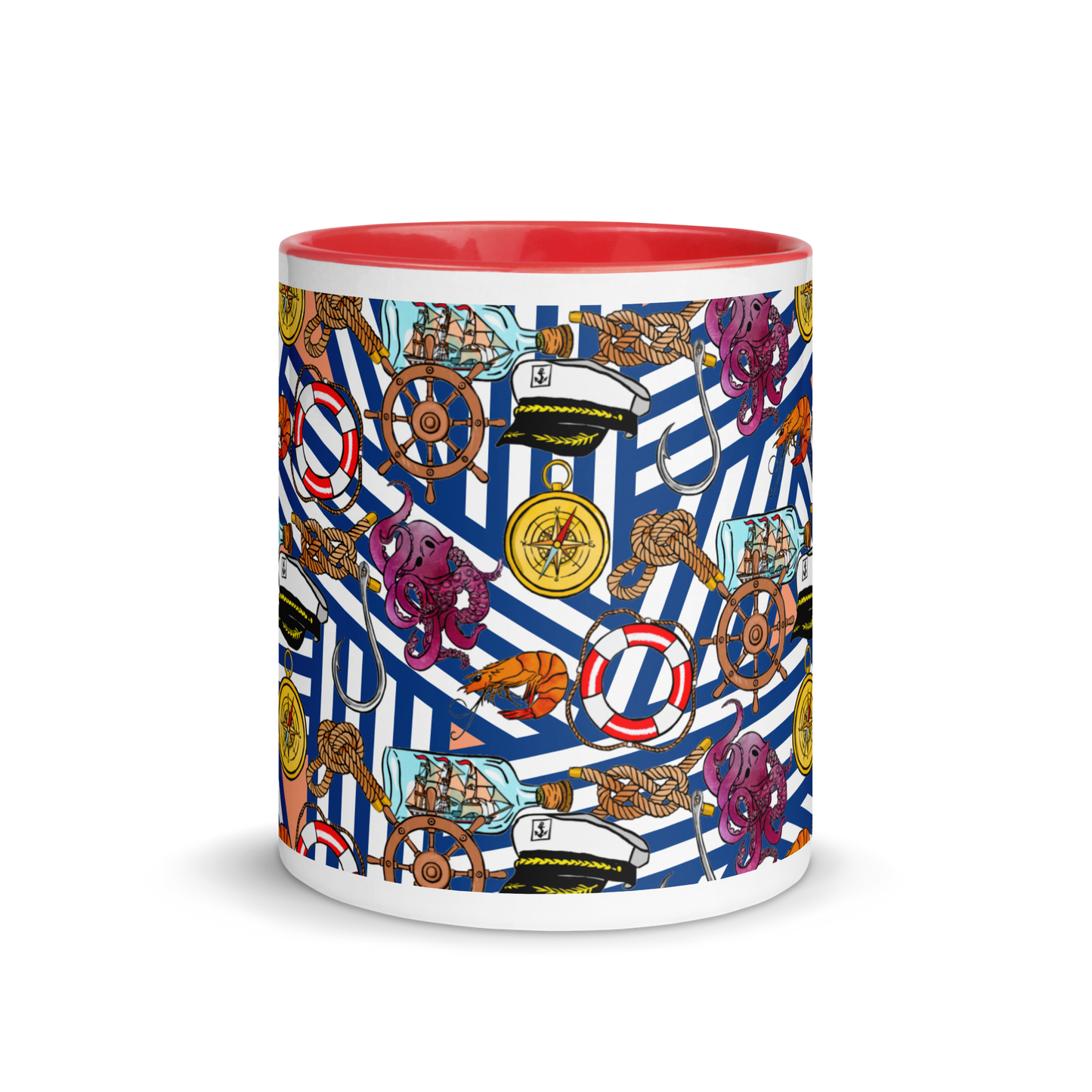 Mug with Color Inside (Nautical|Stripes)