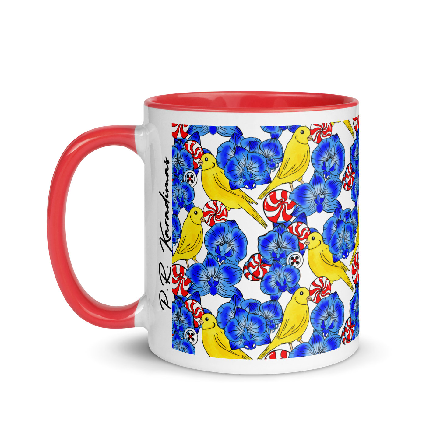 Mug with Color Inside (Canaries & Orchids)