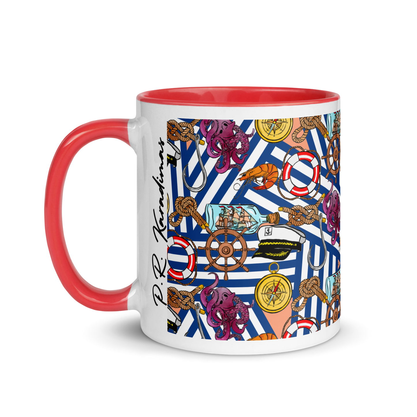 Mug with Color Inside (Nautical|Stripes)