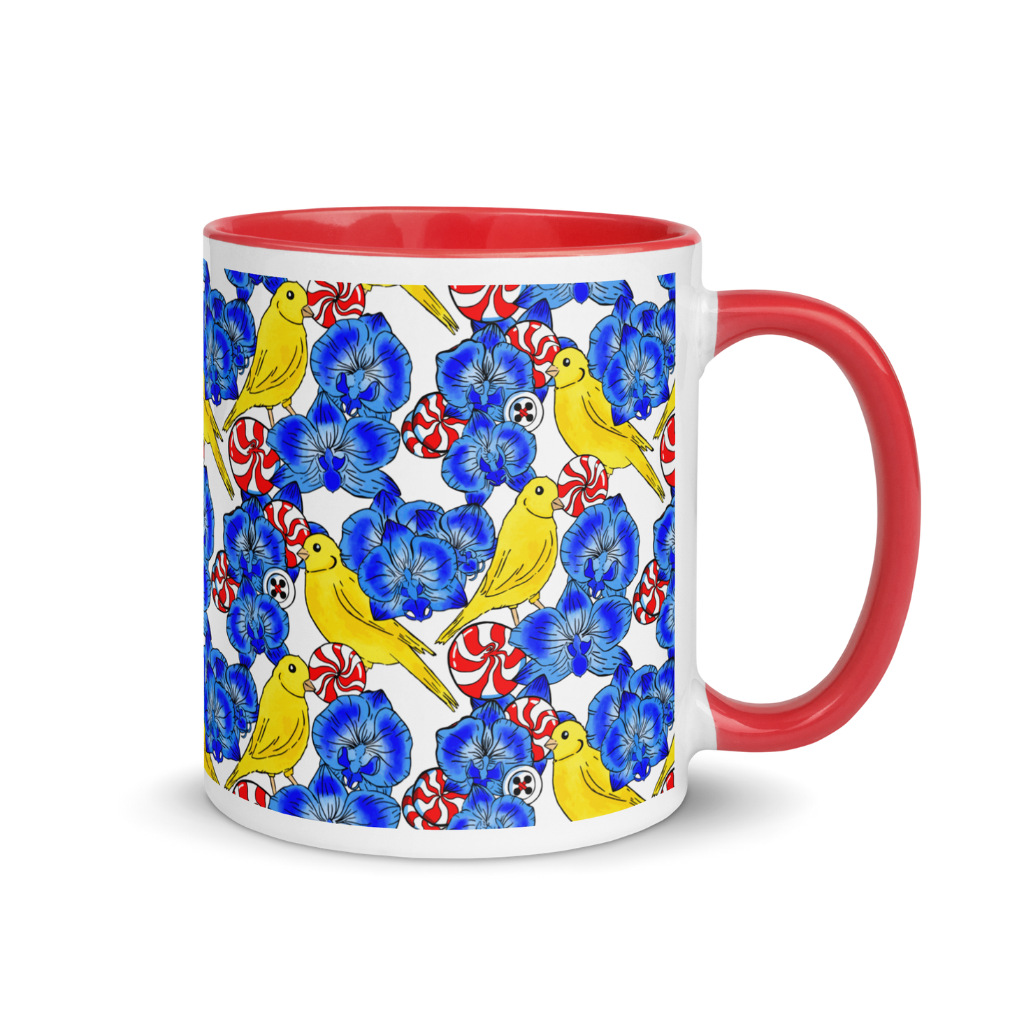 Mug with Color Inside (Canaries & Orchids)