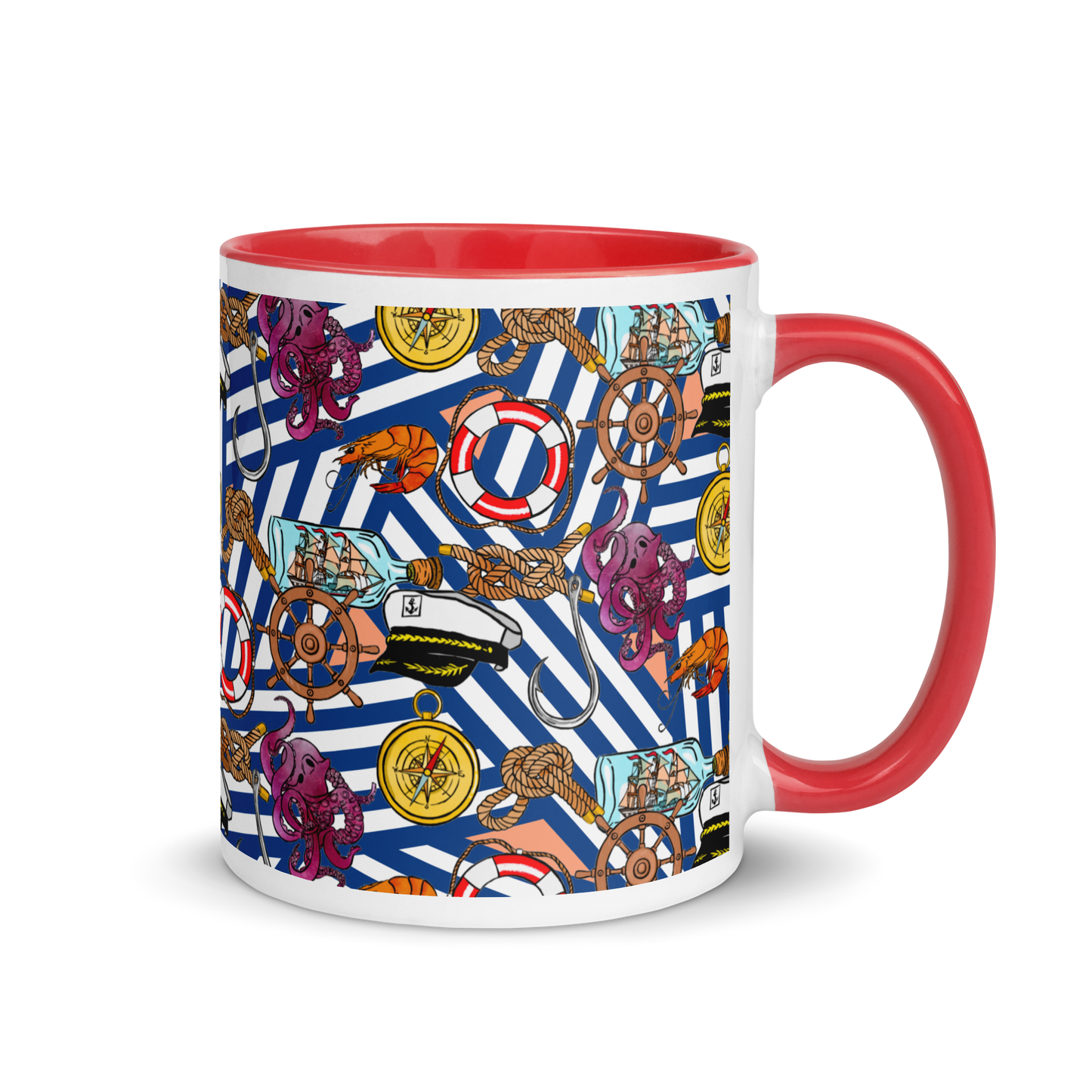 Mug with Color Inside (Nautical|Stripes)