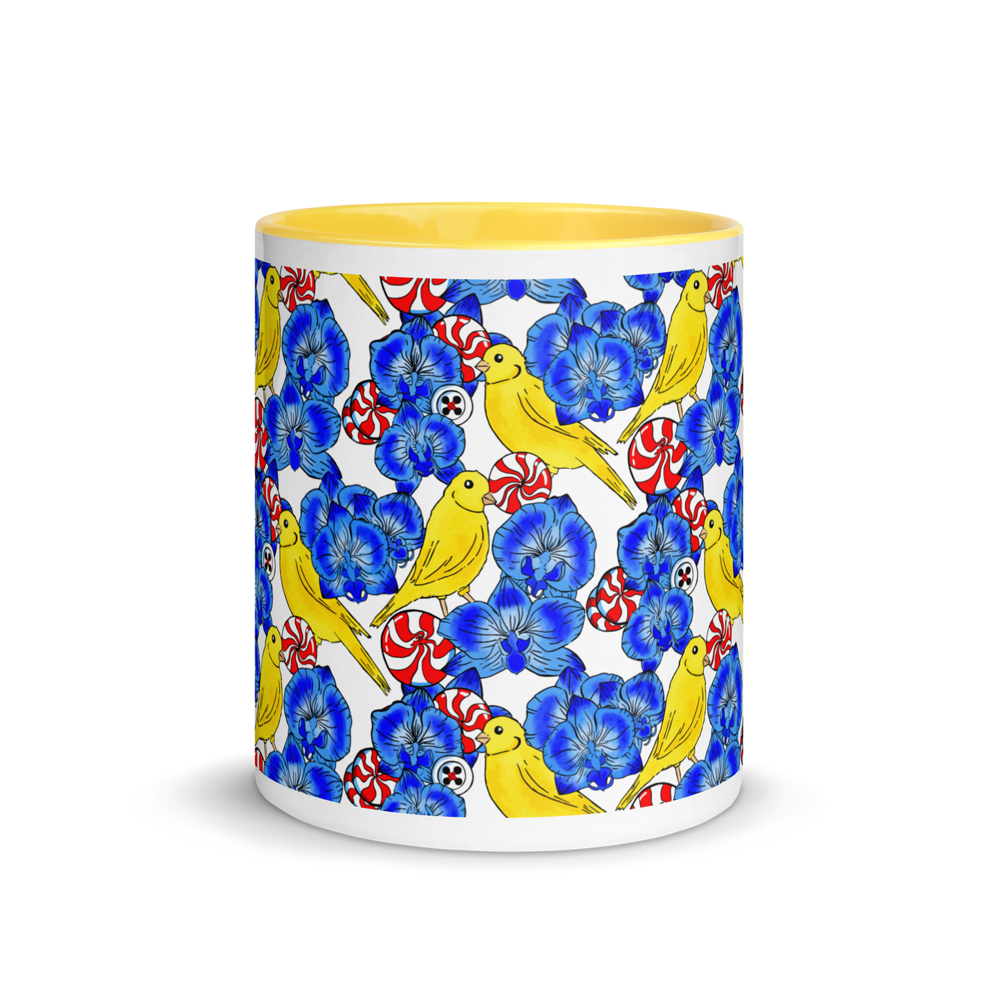 Mug with Color Inside (Canaries & Orchids)