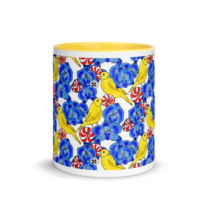 Mug with Color Inside (Canaries & Orchids)