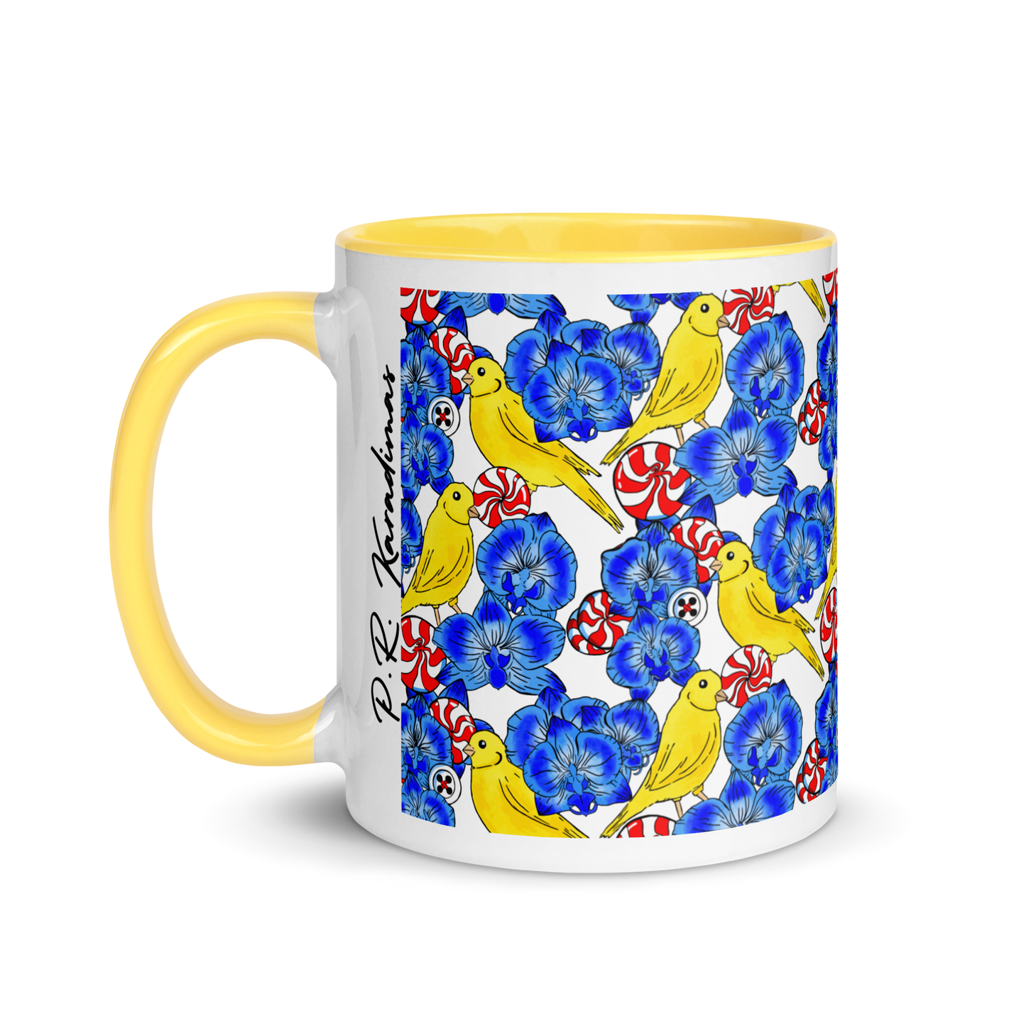 Mug with Color Inside (Canaries & Orchids)