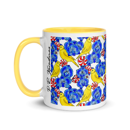 Mug with Color Inside (Canaries & Orchids)