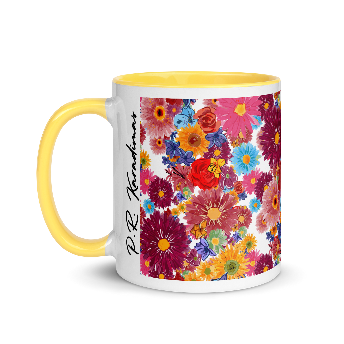 Mug with Color Inside (Watercolor Flowers)