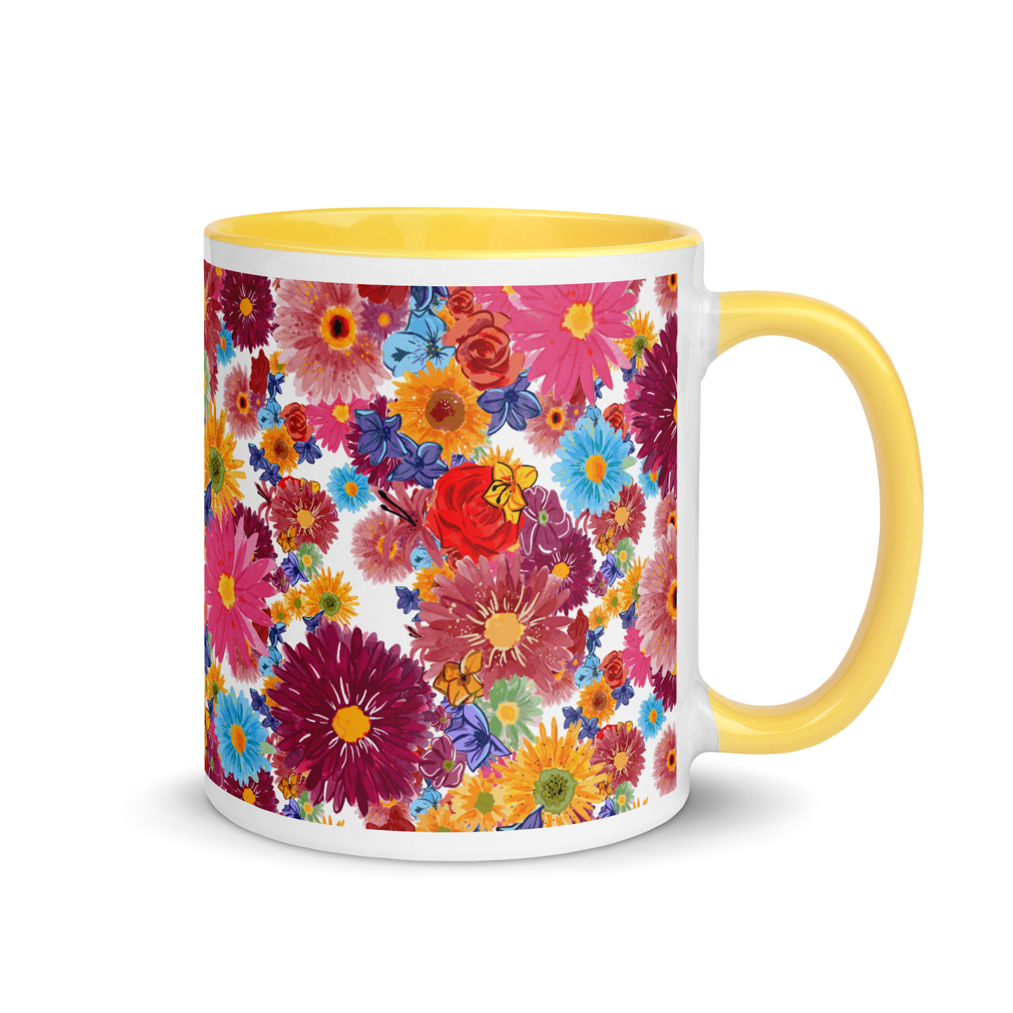 Mug with Color Inside (Watercolor Flowers)