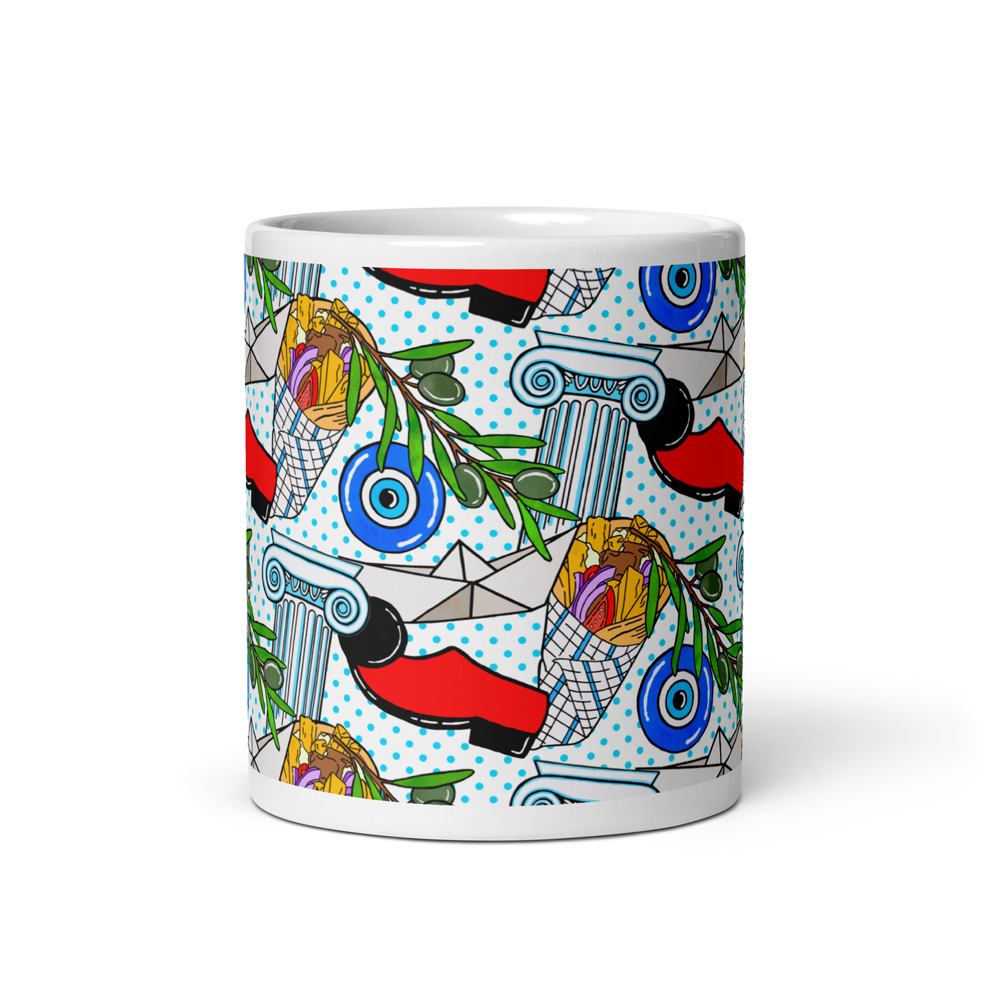 White glossy mug (Greek)