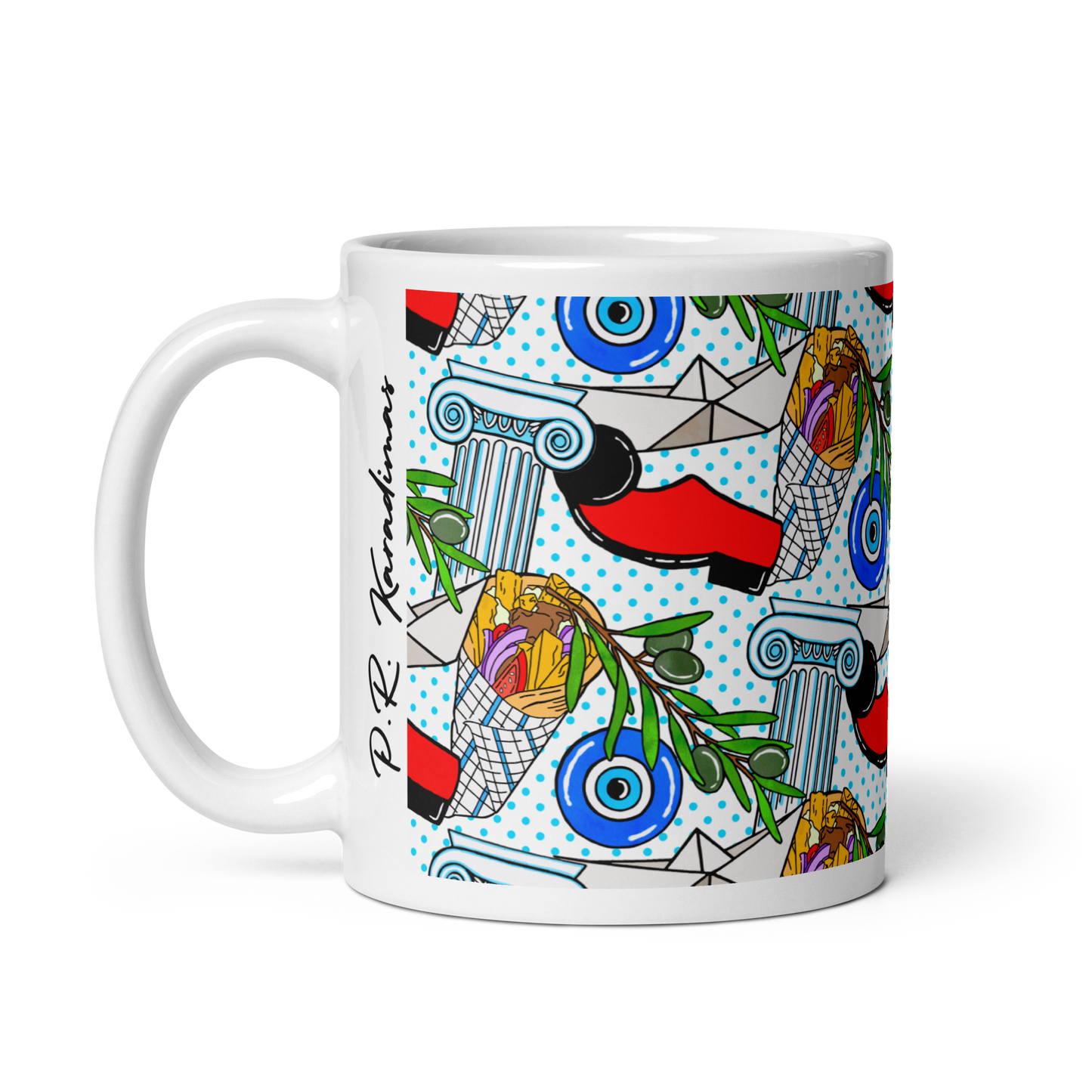 White glossy mug (Greek)