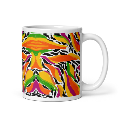 White glossy mug (Mango Mosaic)