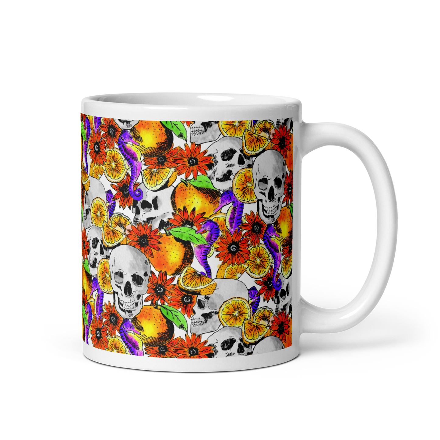 White glossy mug (Skulls & Oranges)