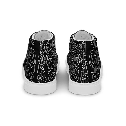 Women’s high top canvas shoes (Black & White Squiggle)